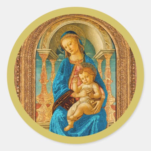 Sandro Botticelli Madonna and Child c 1470 Runder Aufkleber (Vorderseite)