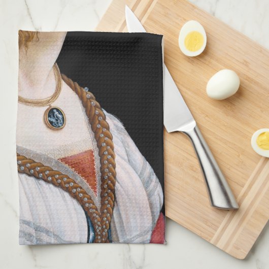 Sandro Botticelli - Portrait von Simonetta Vespucc Geschirrtuch (Viertel Falte)