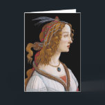 Sandro Botticelli - Portrait von Simonetta Vespucc Karte<br><div class="desc">Idealisiertes Portrait einer Frau / Portrait von Simonetta Vespucci als Nymph - Sandro Botticelli,  Mixed Technique on Poplar Wood,  1480-1485</div>