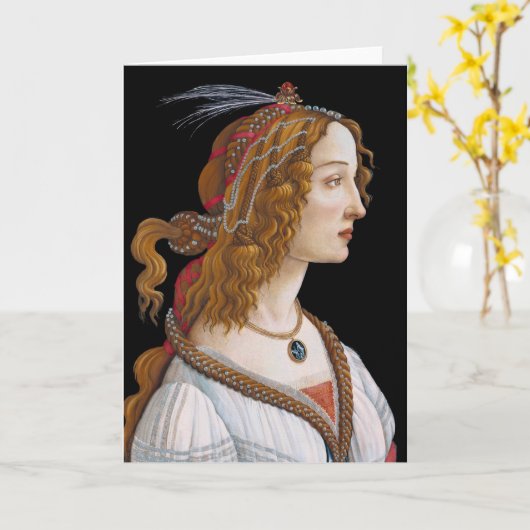 Sandro Botticelli - Portrait von Simonetta Vespucc Karte (Gelbe Blume)