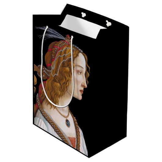 Sandro Botticelli - Portrait von Simonetta Vespucc Mittlere Geschenktüte (Rückseite Schrägansicht)