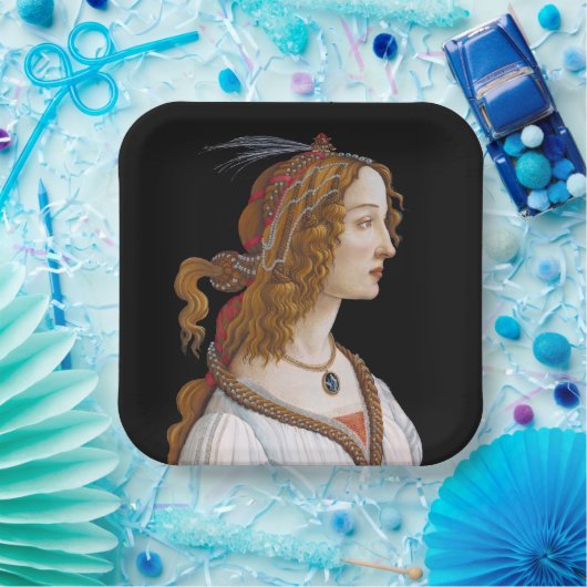 Sandro Botticelli - Portrait von Simonetta Vespucc Pappteller (Party)