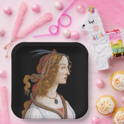 Sandro Botticelli - Portrait von Simonetta Vespucc Pappteller (Party)