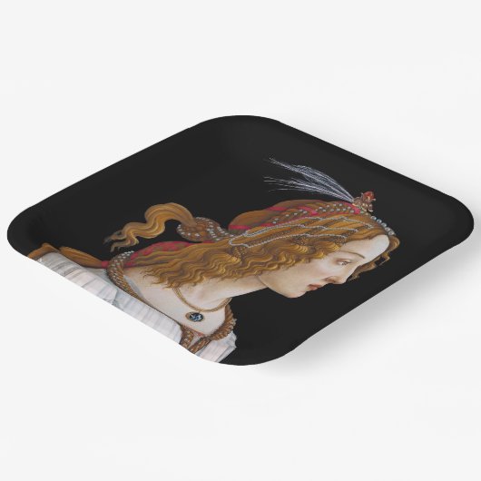 Sandro Botticelli - Portrait von Simonetta Vespucc Pappteller (Gewinkelt)