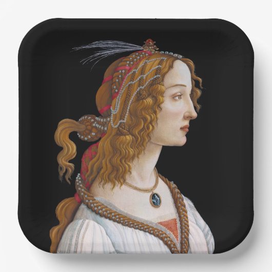 Sandro Botticelli - Portrait von Simonetta Vespucc Pappteller (Vorderseite)