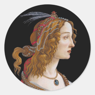 Sandro Botticelli - Portrait von Simonetta Vespucc Runder Aufkleber