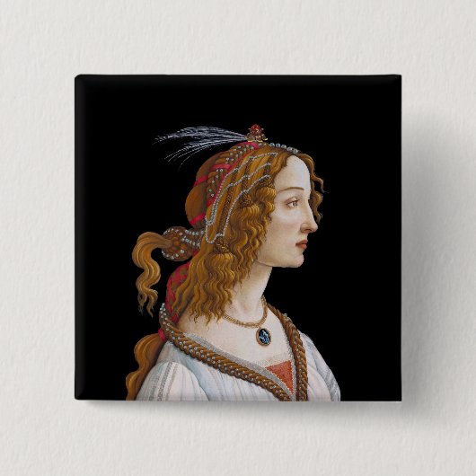 Sandro Botticelli - Porträt von Simonetta Vespucci Button (Vorderseite)