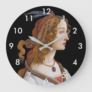 Sandro Botticelli - Porträt von Simonetta Vespucci Große Wanduhr