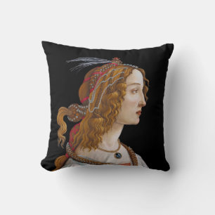 Sandro Botticelli - Porträt von Simonetta Vespucci Kissen