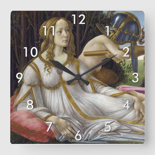 Sandro Botticelli - Venus and Mars, left side Quadratische Wanduhr (Vorderseite)