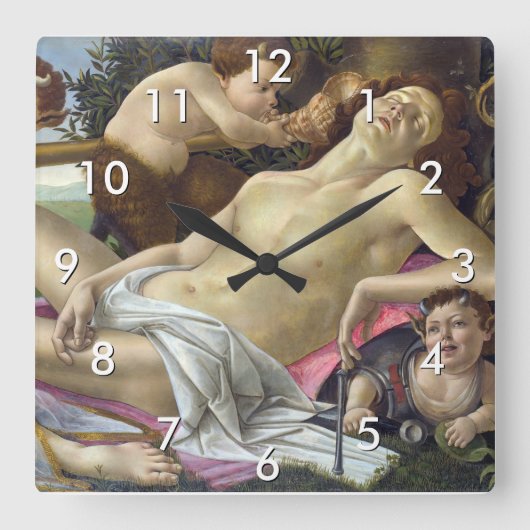 Sandro Botticelli - Venus and Mars, right side Quadratische Wanduhr (Vorderseite)