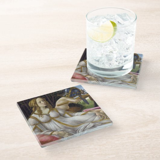 Sandro Botticelli - Venus und Mars, links Glasuntersetzer (Schrägansicht)