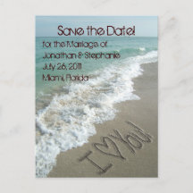 Sandschrift am Strand Save the Date Postkarte