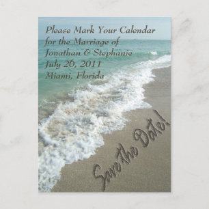 Sandschrift am Strand Save the Date Postkarte