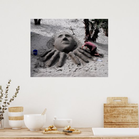 Sandskulptur im Frühling in Marbella Poster (Küche)