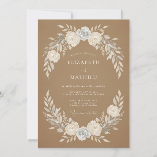 Sandstein Serene Rustikale Hochzeit Einladung (Vorderseite)