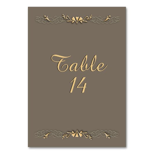 Sandstein und Gold-Tischnummer Tischnummer (Vorderseite)