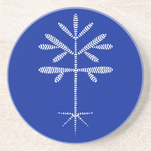 Sandstein Untersetzer in Blau mit weißem Sapling