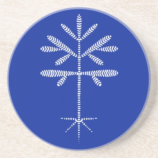 Sandstein Untersetzer in Blau mit weißem Sapling (Vorne)