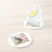 Sandstein-Untersetzer - Pfaufliese mit 麻雀麻将 Getränkeuntersetzer (Seite)