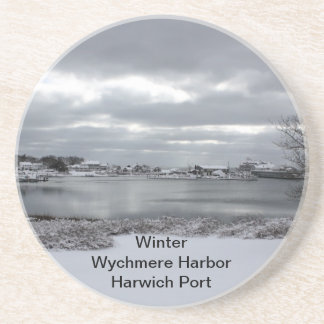 Sandstein-Untersetzer von Wychmere Hafen im Winter Sandstein Untersetzer