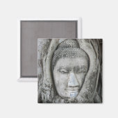 Sandsteinkopf von Buddha, umgeben von Baum Magnet (Vorderseite/Rückseite)