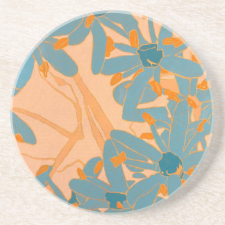 Sandstone Coaster Contemporary Leaf Design Peach Getränkeuntersetzer