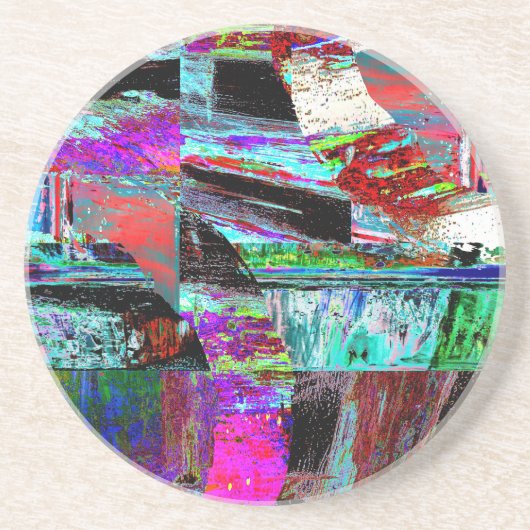 Sandstone Coaster – Neon Pulse Getränkeuntersetzer (Vorne)