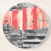 Sandstone Coaster – Red Pulse Abstract Design Getränkeuntersetzer (Vorne)