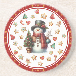 Sandstone Coaster Snowman and Christmas Cookies Getränkeuntersetzer