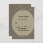 Sandstone Gray and Gold UAWG RSVP Karte (Vorne/Hinten)