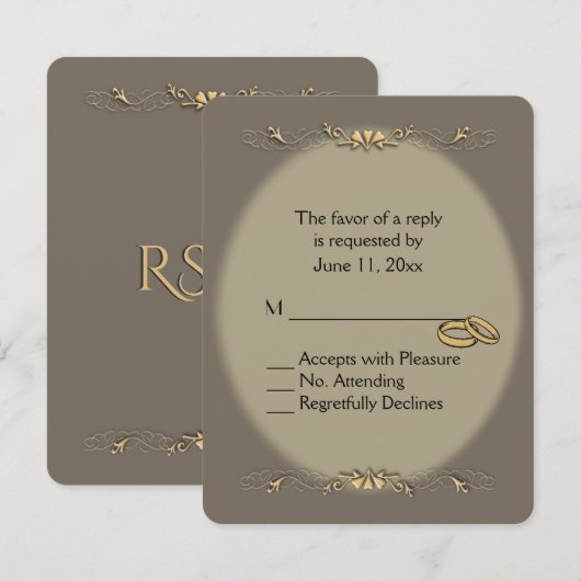Sandstone und Gold Wedding RSVP (Vorne/Hinten)