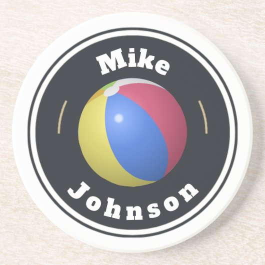 Sandstone Untersetzer - Custom Beach Ball (Name hi (Vorne)