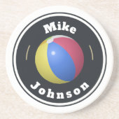 Sandstone Untersetzer - Custom Beach Ball (Name hi (Vorne)
