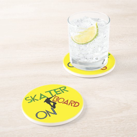 Sandstone Untersetzer - Skater an Bord (Seite)
