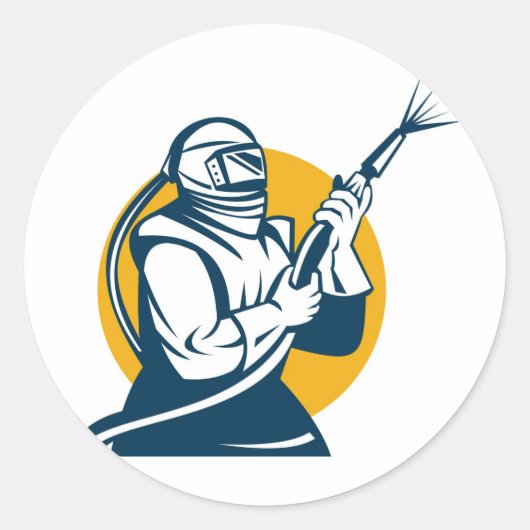 Sandstrahler-Sandstrahler-Retro Runder Aufkleber (Vorderseite)