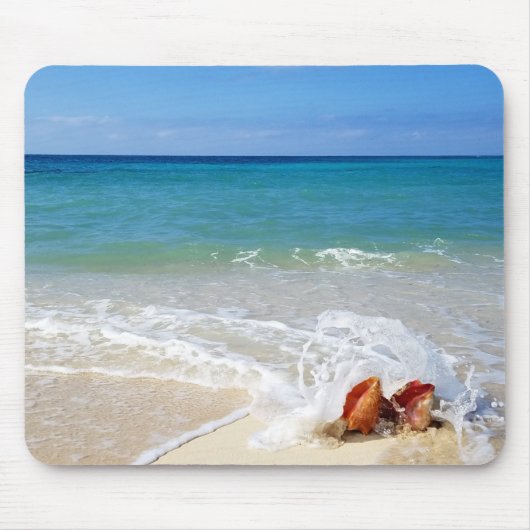 Sandstrand am Meer weht über Muscheln oder Ihr Fot Mousepad (Vorne)