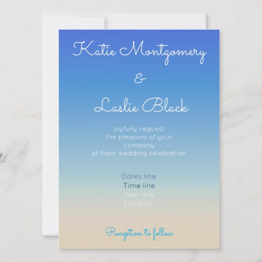 Sandstrand Aquarell Einladung (Rückseite)