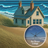 Sandstrand Blau und Weiß Moderner Foto Text Uhr