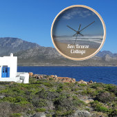 Sandstrand Blau und Weiß Moderner Foto Text Uhr