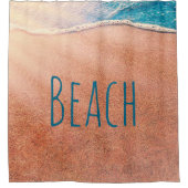 Sandstrand, blaue Küstenwache Duschvorhang (Vorderseite)