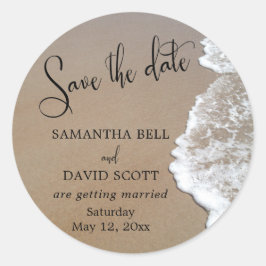 Sandstrand - Foto Save the Date 1 Runder Aufkleber