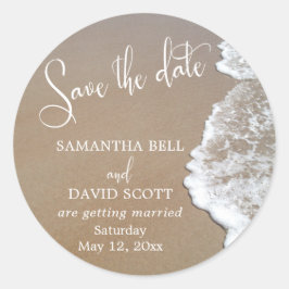 Sandstrand - Foto Save the Date 2 Runder Aufkleber