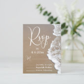 Sandstrand Foto/Typografie Hochzeitsszenario RSVP  (Stehend Vorderseite)