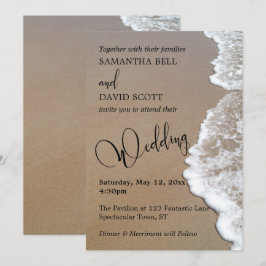 Sandstrand-Foto, Typografie Wedding 1b Einladung