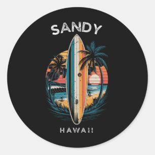 Sandstrand Hawaii Männer Frauen Surfen _1 Runder Aufkleber