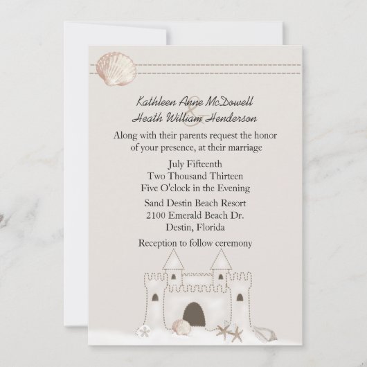 Sandstrand Hochzeit Einladung (Vorderseite)