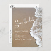 Sandstrand Hochzeit Save the Date 1b Ankündigungspostkarte (Vorne/Hinten)