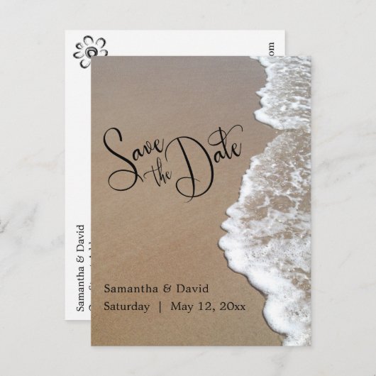 Sandstrand Hochzeit Save the Date 2a Ankündigungspostkarte (Vorne/Hinten)