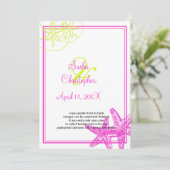 Sandstrand+Meer/Kalk grün+fuschia/ Einladung zur H (Stehend Vorderseite)